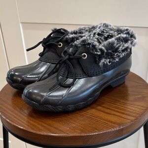 Sperry Black Faux-Fur Lined Duck Shoes